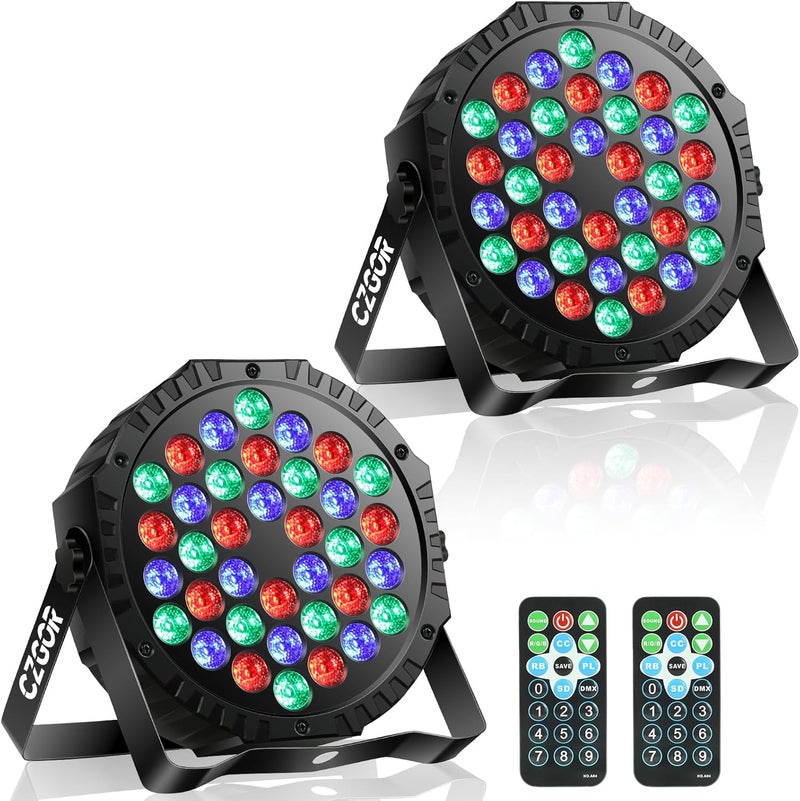 Czgor LED Stage Lights 2Pack - 36W RGB DJ Par Lights with Sound Activated Auto Play by Remote & DMX Control Uplights for Events Wedding Party Club Christmas Party Lighting - Image 1